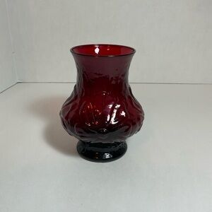 Ruby Red Glass Vase Anchor Hocking Daisy Flower Vase Deep Red Ruby Glass Vase